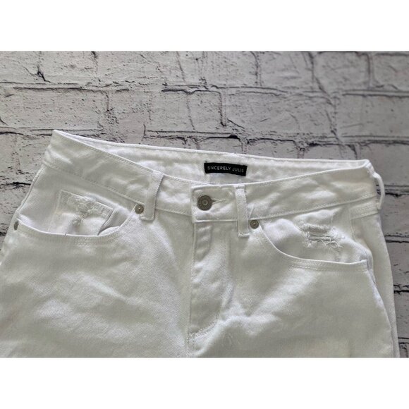 Vintage 1990s Sincerely Jules High Rise Kick Bell Crop Mom White Jeans Sz 30/24 - Picture 11 of 15
